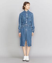 UNITED ARROWS デニムワンピース インディゴブルー F カジュアル インディゴブルー開襟デニムロングワンピース