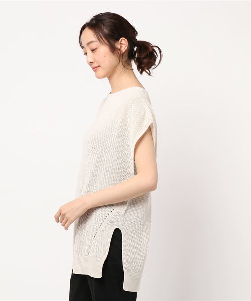 PUAL CE CIN（ピュアルセシン）の「和紙カノコホールガーメントベスト（ニット/セーター・レディース・ライトグレー/ブラック/ナチュラル・FREE）」の9枚目の写真