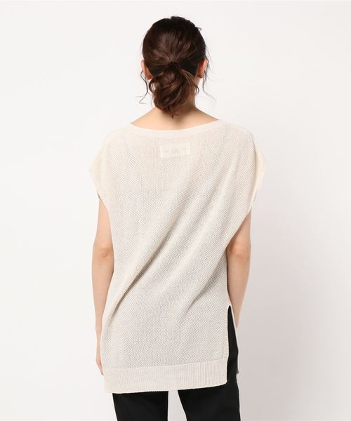 PUAL CE CIN（ピュアルセシン）の「和紙カノコホールガーメントベスト（ニット/セーター・レディース・ライトグレー/ブラック/ナチュラル・FREE）」の6枚目の写真