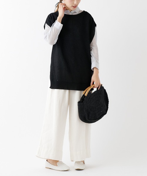 PUAL CE CIN（ピュアルセシン）の「和紙カノコホールガーメントベスト（ニット/セーター・レディース・ライトグレー/ブラック/ナチュラル・FREE）」の17枚目の写真
