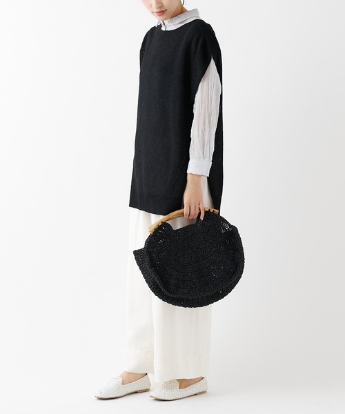 PUAL CE CIN（ピュアルセシン）の「和紙カノコホールガーメントベスト（ニット/セーター・レディース・ライトグレー/ブラック/ナチュラル・FREE）」の12枚目の写真