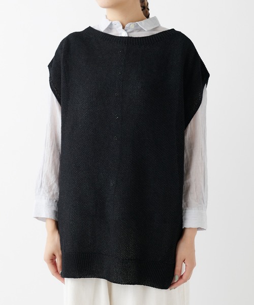 PUAL CE CIN（ピュアルセシン）の「和紙カノコホールガーメントベスト（ニット/セーター・レディース・ライトグレー/ブラック/ナチュラル・FREE）」の15枚目の写真