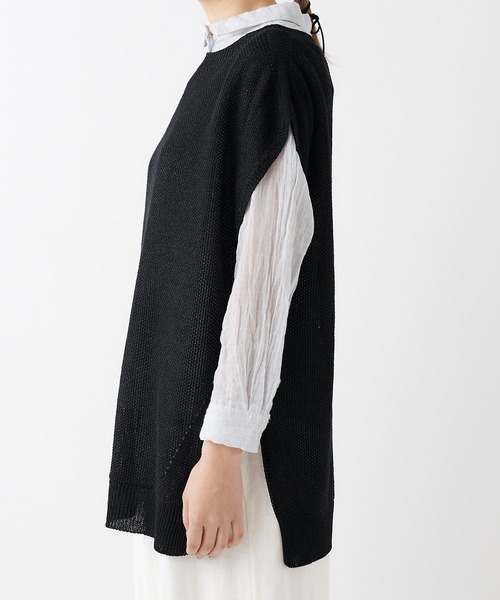 PUAL CE CIN（ピュアルセシン）の「和紙カノコホールガーメントベスト（ニット/セーター・レディース・ライトグレー/ブラック/ナチュラル・FREE）」の10枚目の写真