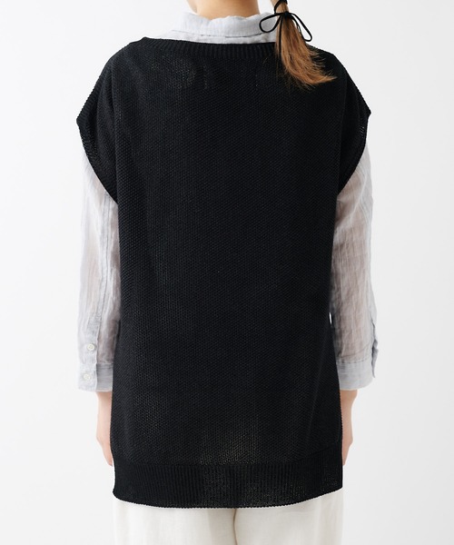 PUAL CE CIN（ピュアルセシン）の「和紙カノコホールガーメントベスト（ニット/セーター・レディース・ライトグレー/ブラック/ナチュラル・FREE）」の7枚目の写真