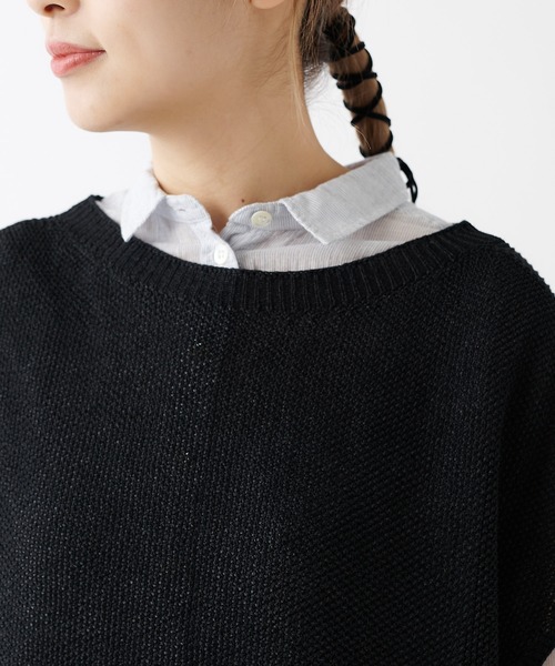 PUAL CE CIN（ピュアルセシン）の「和紙カノコホールガーメントベスト（ニット/セーター・レディース・ライトグレー/ブラック/ナチュラル・FREE）」の4枚目の写真