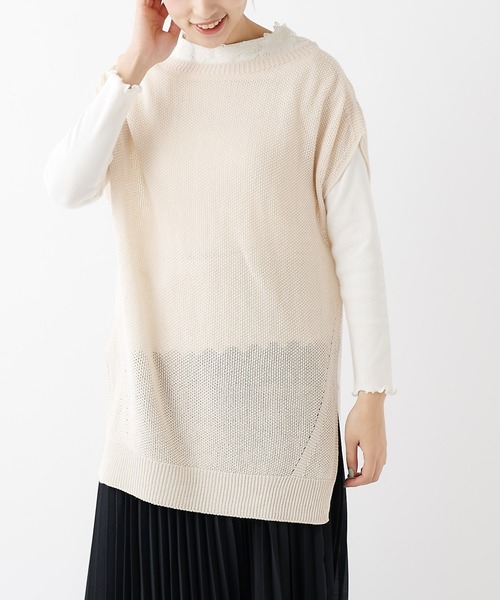 PUAL CE CIN（ピュアルセシン）の「和紙カノコホールガーメントベスト（ニット/セーター・レディース・ライトグレー/ブラック/ナチュラル・FREE）」の20枚目の写真