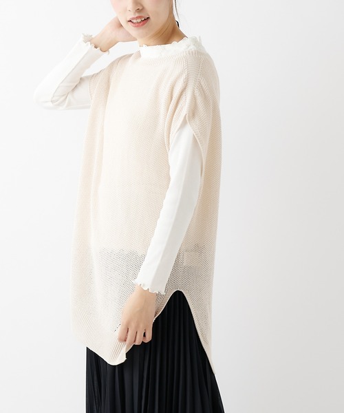 PUAL CE CIN（ピュアルセシン）の「和紙カノコホールガーメントベスト（ニット/セーター・レディース・ライトグレー/ブラック/ナチュラル・FREE）」の22枚目の写真