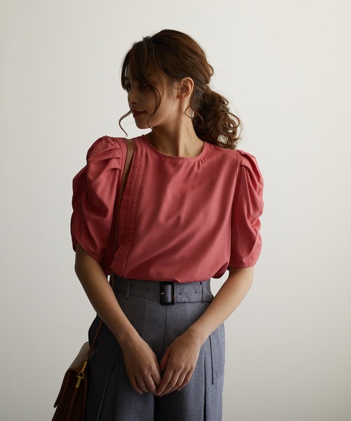 Jewelobe（ジュエローブ）の「袖ボリュームトップス（シャツ/ブラウス・レディース・オフホワイト/ピンク/イエロー/グリーン・FREE）」の4枚目の写真