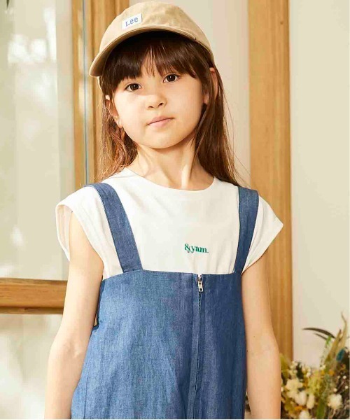 &yam(アンドヤム)の「ワンポイントロゴフレンチスリーブTシャツ(Tシャツ/カットソー・キッズ・ホワイト/ブラック/ベージュ/ピンク/ミント・130/140/150/110/120/90/100/160)」の2枚目の写真