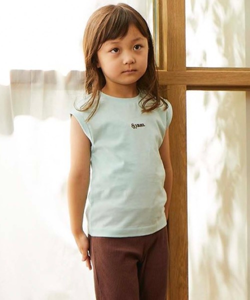 &yam(アンドヤム)の「ワンポイントロゴフレンチスリーブTシャツ(Tシャツ/カットソー・キッズ・ホワイト/ブラック/ベージュ/ピンク/ミント・130/140/150/110/120/90/100/160)」の1枚目の写真