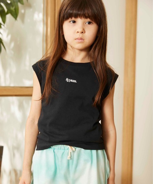 &yam(アンドヤム)の「ワンポイントロゴフレンチスリーブTシャツ(Tシャツ/カットソー・キッズ・ホワイト/ブラック/ベージュ/ピンク/ミント・130/140/150/110/120/90/100/160)」の3枚目の写真