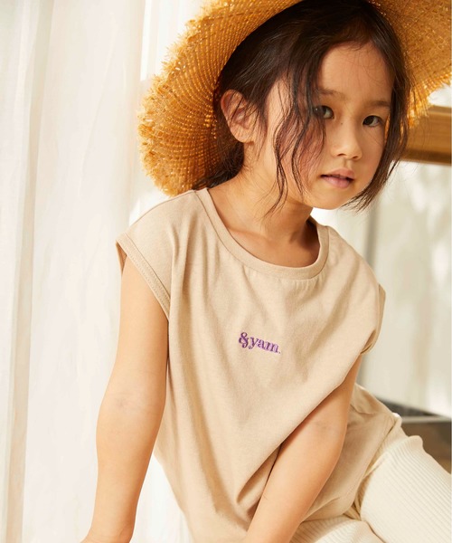 &yam(アンドヤム)の「ワンポイントロゴフレンチスリーブTシャツ(Tシャツ/カットソー・キッズ・ホワイト/ブラック/ベージュ/ピンク/ミント・130/140/150/110/120/90/100/160)」の11枚目の写真