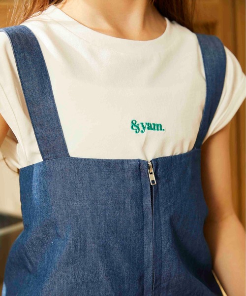 &yam(アンドヤム)の「ワンポイントロゴフレンチスリーブTシャツ(Tシャツ/カットソー・キッズ・ホワイト/ブラック/ベージュ/ピンク/ミント・130/140/150/110/120/90/100/160)」の14枚目の写真