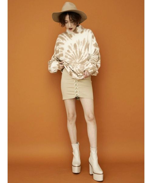 GYDA（ジェイダ）の「フロントレースUPタイトスカート（スカート・レディース・ブラック/ベージュ・SMALL/MEDIUM）」の7枚目の写真