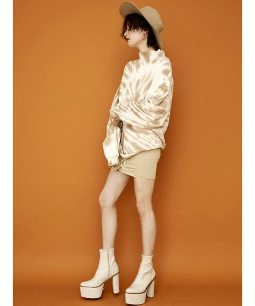 GYDA（ジェイダ）の「フロントレースUPタイトスカート（スカート・レディース・ブラック/ベージュ・SMALL/MEDIUM）」の8枚目の写真