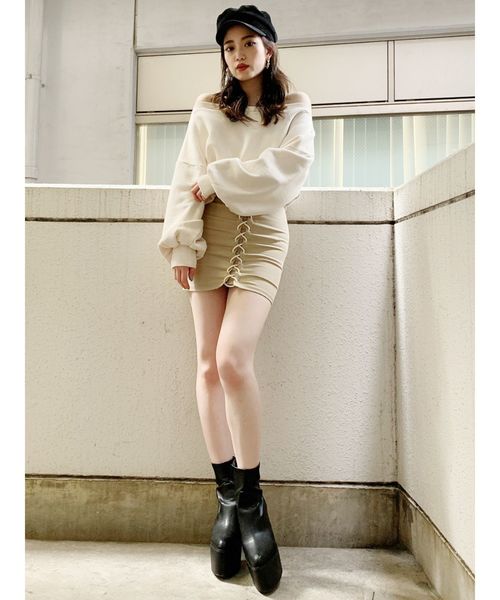 GYDA（ジェイダ）の「フロントレースUPタイトスカート（スカート・レディース・ブラック/ベージュ・SMALL/MEDIUM）」の11枚目の写真