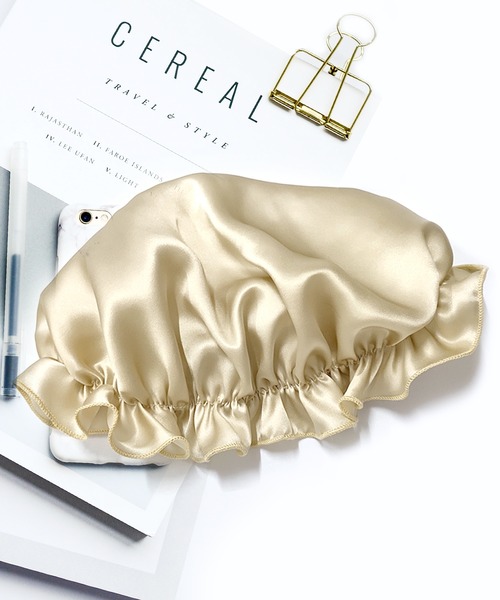 silky feel（シルキーフィール）の「シルク100％ギャザーナイトキャップ（その他ボディ・ヘアケア・レディース・ホワイト/ダークグレー/オフホワイト/ネイビー/ライトピンク/ブラック/ロイヤルブルー/ブラウン/ワインレッド/パープル/スモークピンク/シルバー/ゴールド/グリーン/ライトブルー/ブルー/コーラルピンク/ライトパープル・L/M）」の18枚目の写真