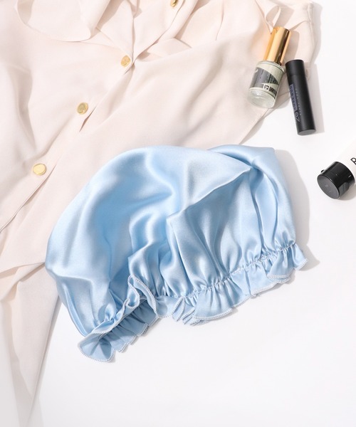 silky feel（シルキーフィール）の「シルク100％ギャザーナイトキャップ（その他ボディ・ヘアケア・レディース・ホワイト/ダークグレー/オフホワイト/ネイビー/ライトピンク/ブラック/ロイヤルブルー/ブラウン/ワインレッド/パープル/スモークピンク/シルバー/ゴールド/グリーン/ライトブルー/ブルー/コーラルピンク/ライトパープル・L/M）」の10枚目の写真