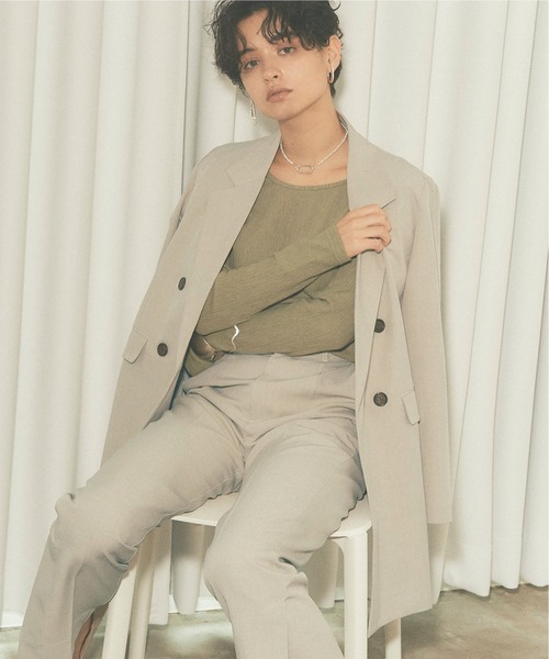 titivate（ティティベイト）の「ﾀﾞﾌﾞﾙﾎﾞﾀﾝｼﾞｬｹｯﾄ（テーラードジャケット・レディース・ブラウン/ベージュ/ライトグレー/ブラック・M/S）」の3枚目の写真