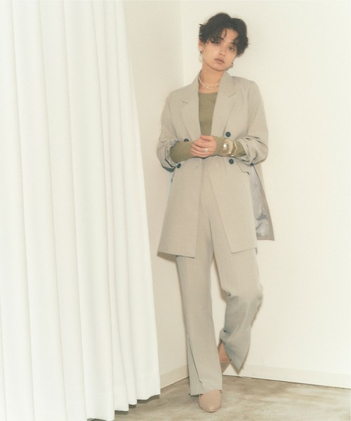 titivate（ティティベイト）の「ﾀﾞﾌﾞﾙﾎﾞﾀﾝｼﾞｬｹｯﾄ（テーラードジャケット・レディース・ブラウン/ベージュ/ライトグレー/ブラック・M/S）」の7枚目の写真