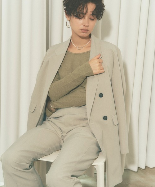 titivate（ティティベイト）の「ﾀﾞﾌﾞﾙﾎﾞﾀﾝｼﾞｬｹｯﾄ（テーラードジャケット・レディース・ブラウン/ベージュ/ライトグレー/ブラック・M/S）」の8枚目の写真