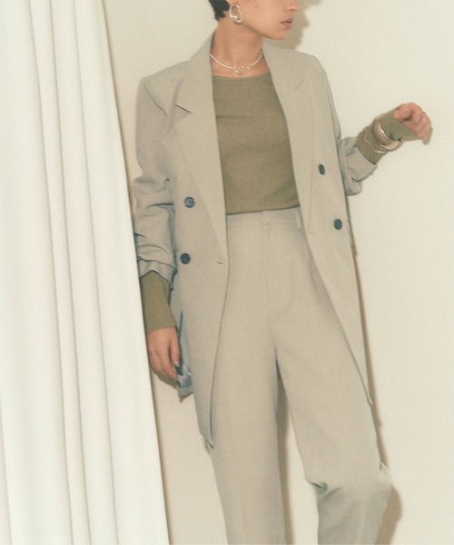 titivate（ティティベイト）の「ﾀﾞﾌﾞﾙﾎﾞﾀﾝｼﾞｬｹｯﾄ（テーラードジャケット・レディース・ブラウン/ベージュ/ライトグレー/ブラック・M/S）」の9枚目の写真