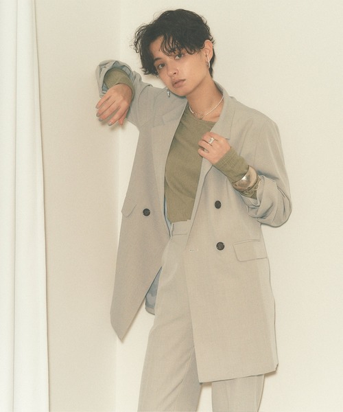 titivate（ティティベイト）の「ﾀﾞﾌﾞﾙﾎﾞﾀﾝｼﾞｬｹｯﾄ（テーラードジャケット・レディース・ブラウン/ベージュ/ライトグレー/ブラック・M/S）」の11枚目の写真