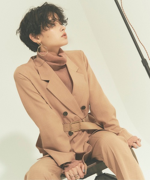 titivate（ティティベイト）の「ﾀﾞﾌﾞﾙﾎﾞﾀﾝｼﾞｬｹｯﾄ（テーラードジャケット・レディース・ブラウン/ベージュ/ライトグレー/ブラック・M/S）」の13枚目の写真