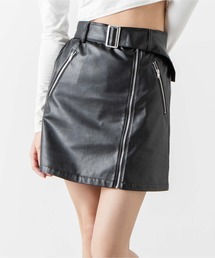 WEGO | WEGO/フェイクレザーベルトジップスカパン(スカート)