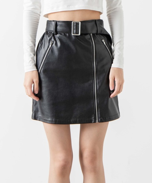 WEGO(ウィゴー)の「WEGO/フェイクレザーベルトジップスカパン(スカート・レディース・ブラック・FREE)」の5枚目の写真