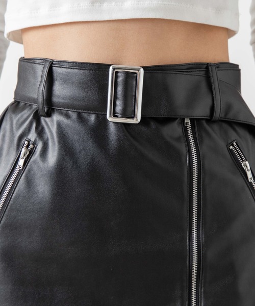 WEGO(ウィゴー)の「WEGO/フェイクレザーベルトジップスカパン(スカート・レディース・ブラック・FREE)」の8枚目の写真