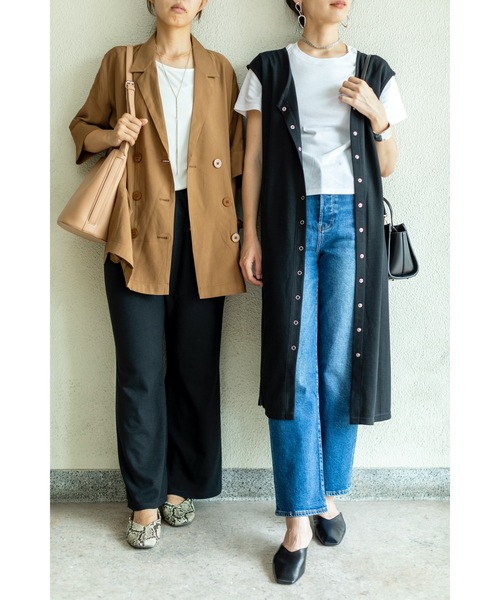 4youstory（フォーユーストーリー）の「【4youstory 2WAYロングジレOP+パンツセットアップ】（セットアップ・レディース・ブラック/ベージュ/ブラウン・FREE）」の19枚目の写真