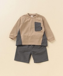 petit main | 異素材切り替えTシャツ×パンツセットアップ(アンサンブル)
