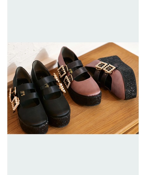 パンプス シューズ Ankパールバックルダブルストラップシューズ パンプス Ank Rouge アンクルージュ のファッション