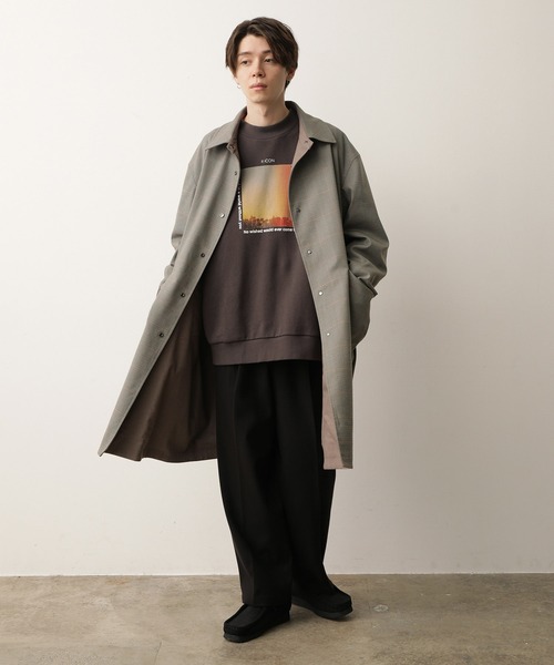 JUNRED（ジュンレッド）の「チェックリバーシブルステンカラーコート（ステンカラーコート・メンズ・ブラック/ベージュ・S/M/L）」の15枚目の写真