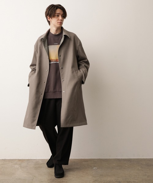 JUNRED（ジュンレッド）の「チェックリバーシブルステンカラーコート（ステンカラーコート・メンズ・ブラック/ベージュ・S/M/L）」の17枚目の写真