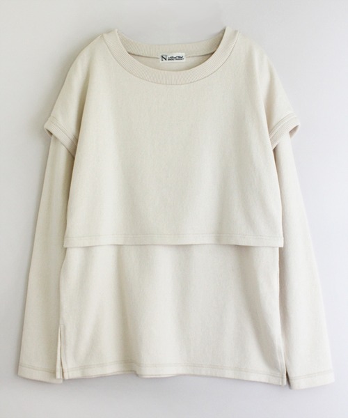 RNA-N（アールエヌエーエヌ）の「M1516 レイヤードデザインプルオーバー（ニット/セーター・レディース・ブラック/キナリ/キャメル・MEDIUM）」の2枚目の写真