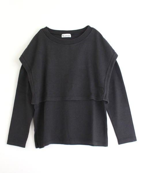 RNA-N（アールエヌエーエヌ）の「M1516 レイヤードデザインプルオーバー（ニット/セーター・レディース・ブラック/キナリ/キャメル・MEDIUM）」の3枚目の写真