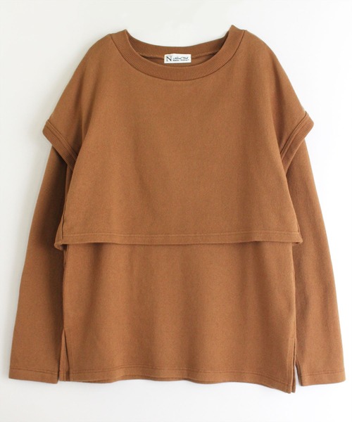 RNA-N（アールエヌエーエヌ）の「M1516 レイヤードデザインプルオーバー（ニット/セーター・レディース・ブラック/キナリ/キャメル・MEDIUM）」の4枚目の写真