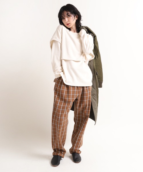 RNA-N（アールエヌエーエヌ）の「M1516 レイヤードデザインプルオーバー（ニット/セーター・レディース・ブラック/キナリ/キャメル・MEDIUM）」の8枚目の写真