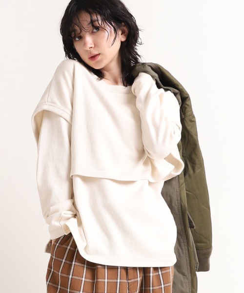 RNA-N（アールエヌエーエヌ）の「M1516 レイヤードデザインプルオーバー（ニット/セーター・レディース・ブラック/キナリ/キャメル・MEDIUM）」の16枚目の写真