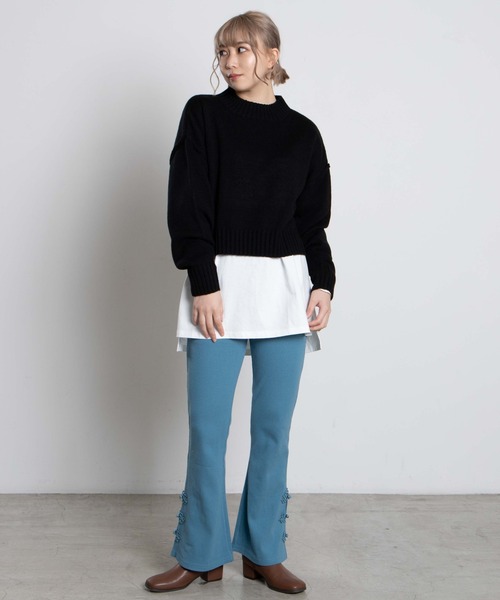 WEGO（ウィゴー）の「DISPARK/チャイナボタンリブパンツ（スラックス・レディース・ブラック/パープル/ブルー・FREE）」の7枚目の写真