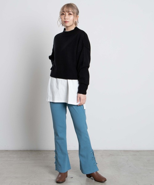 WEGO（ウィゴー）の「DISPARK/チャイナボタンリブパンツ（スラックス・レディース・ブラック/パープル/ブルー・FREE）」の8枚目の写真