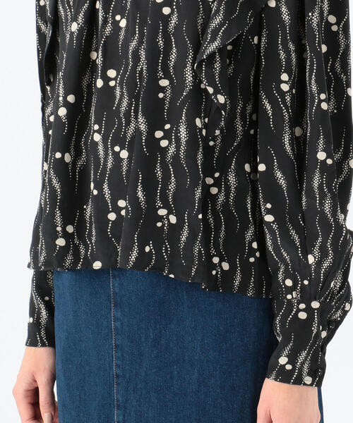 人気＊イザベルマラン シルク100バードプリントバンドカラーシャツ 1 黒 長袖 ISABEL MARANT（イザベルマラン）の「ISABEL MARANT BARIDA