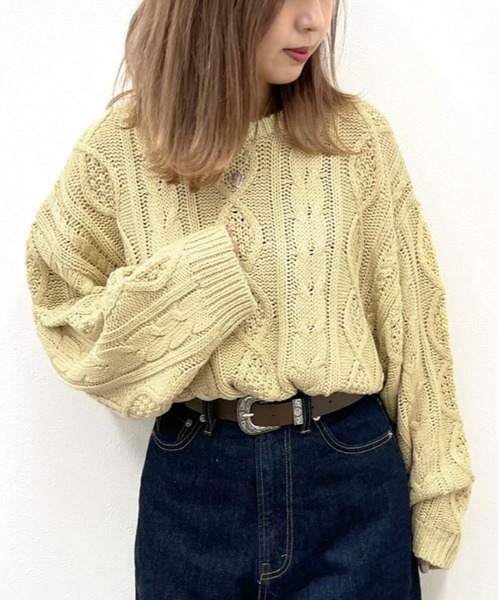 apres jour mignon（アプレジュールミニョン）の「ヴィンテージケーブルニット【ZOZOTOWN限定アイテム】（ニット/セーター・レディース・クリーム/グレイッシュベージュ/ダークブルー/ブラック・フリー/X-LARGE）」の11枚目の写真