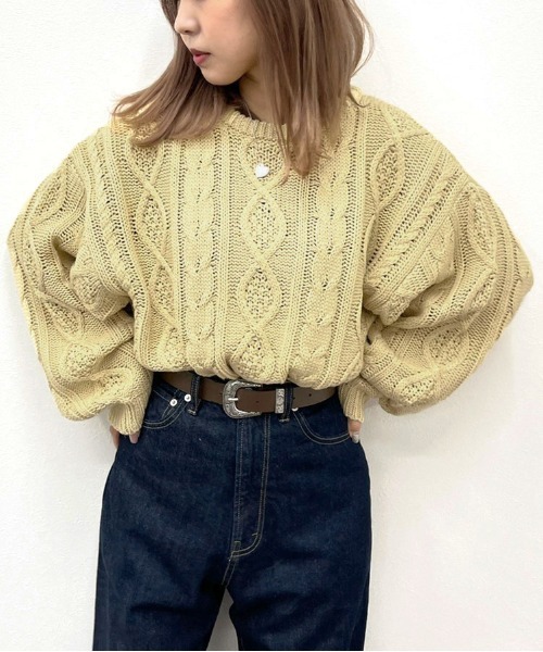 apres jour mignon（アプレジュールミニョン）の「ヴィンテージケーブルニット【ZOZOTOWN限定アイテム】（ニット/セーター・レディース・クリーム/グレイッシュベージュ/ダークブルー/ブラック・フリー/X-LARGE）」の12枚目の写真