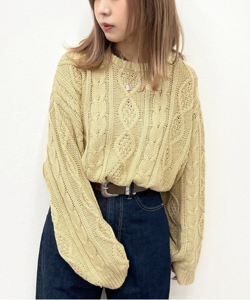 apres jour mignon（アプレジュールミニョン）の「ヴィンテージケーブルニット【ZOZOTOWN限定アイテム】（ニット/セーター・レディース・クリーム/グレイッシュベージュ/ダークブルー/ブラック・フリー/X-LARGE）」の13枚目の写真