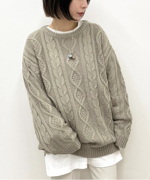 apres jour mignon（アプレジュールミニョン）の「ヴィンテージケーブルニット【ZOZOTOWN限定アイテム】（ニット/セーター・レディース・クリーム/グレイッシュベージュ/ダークブルー/ブラック・フリー/X-LARGE）」の19枚目の写真