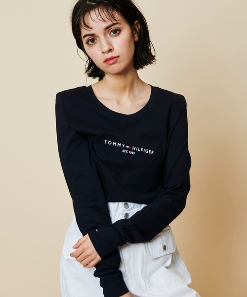tシャツ ベーシックロゴロングスリーブTシャツ レディース TOMMY HILFIGER tシャツ ベーシックロゴロングスリーブTシャツ