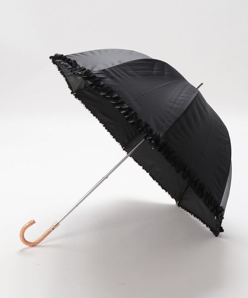 LANVIN en Bleu（ランバンオンブルー）の「遮光 遮熱 晴雨兼用日傘 長傘 ドビーフリル（長傘・レディース・オフホワイト/ライトグリーン/ダークブルー/オレンジ系その他2/ブラック/ライトパープル/グリーン系その他/ホワイト系その他/ブラック系その他/モカ/キャメル/ライトグレー/グレー/ベージュ/オリーブドラブ/サックスブルー/グレー×ホワイト・FREE）」の5枚目の写真